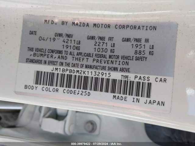 Photo 8 VIN: JM1BPBDM2K1132915 - MAZDA MAZDA3 