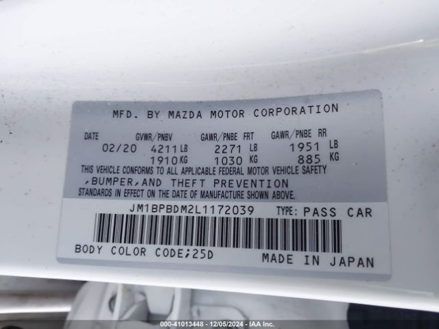 Photo 8 VIN: JM1BPBDM2L1172039 - MAZDA MAZDA3 