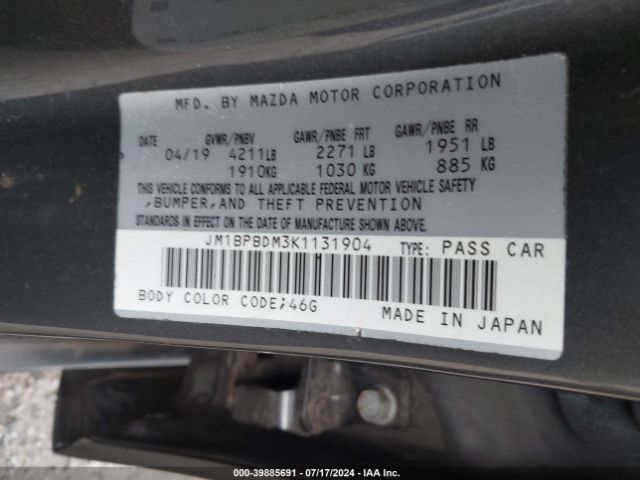 Photo 8 VIN: JM1BPBDM3K1131904 - MAZDA MAZDA3 