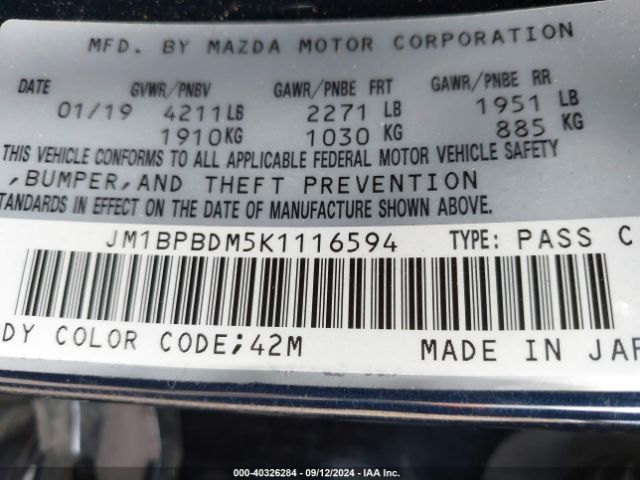 Photo 8 VIN: JM1BPBDM5K1116594 - MAZDA MAZDA3 