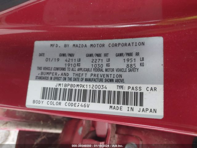 Photo 8 VIN: JM1BPBDM9K1120034 - MAZDA MAZDA3 