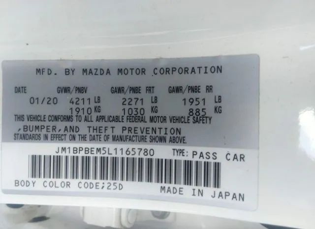 Photo 8 VIN: JM1BPBEM5L1165780 - MAZDA 3 