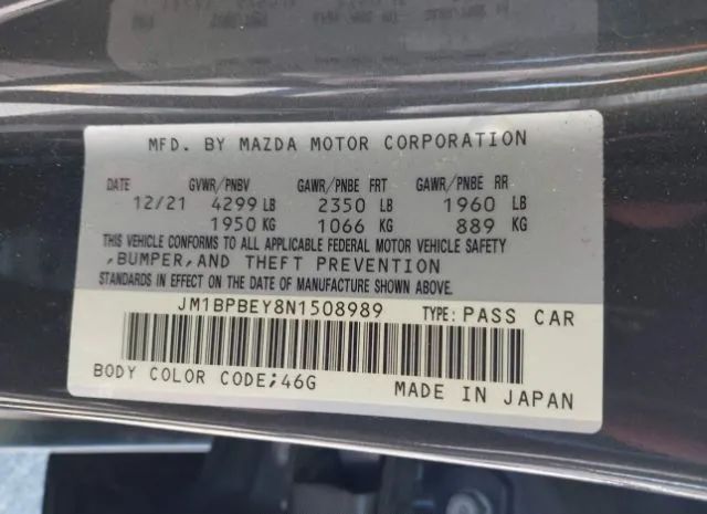 Photo 8 VIN: JM1BPBEY8N1508989 - MAZDA 3 