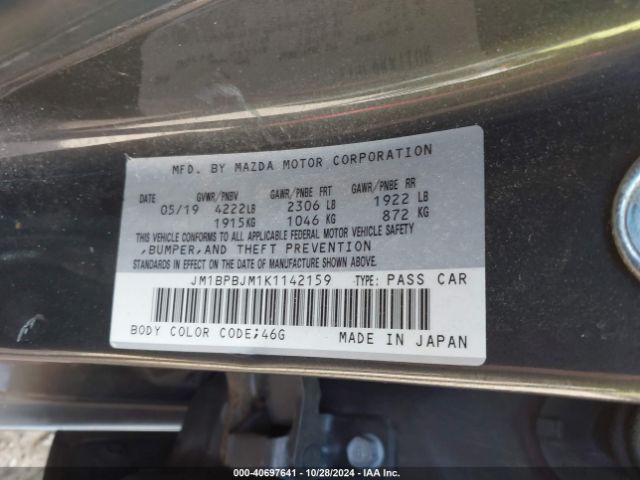 Photo 8 VIN: JM1BPBJM1K1142159 - MAZDA MAZDA3 