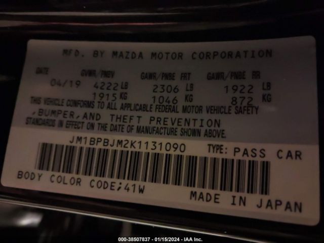 Photo 8 VIN: JM1BPBJM2K1131090 - MAZDA MAZDA3 