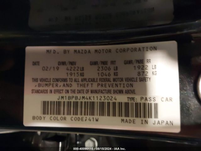 Photo 8 VIN: JM1BPBJM4K1123024 - MAZDA MAZDA3 