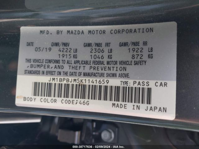 Photo 8 VIN: JM1BPBJM5K1141659 - MAZDA MAZDA3 