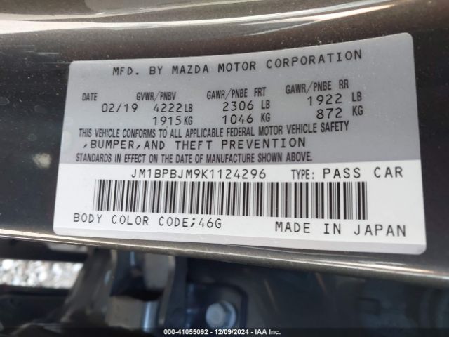 Photo 8 VIN: JM1BPBJM9K1124296 - MAZDA MAZDA3 