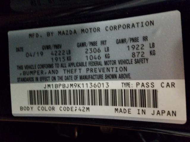 Photo 9 VIN: JM1BPBJM9K1136013 - MAZDA 3 