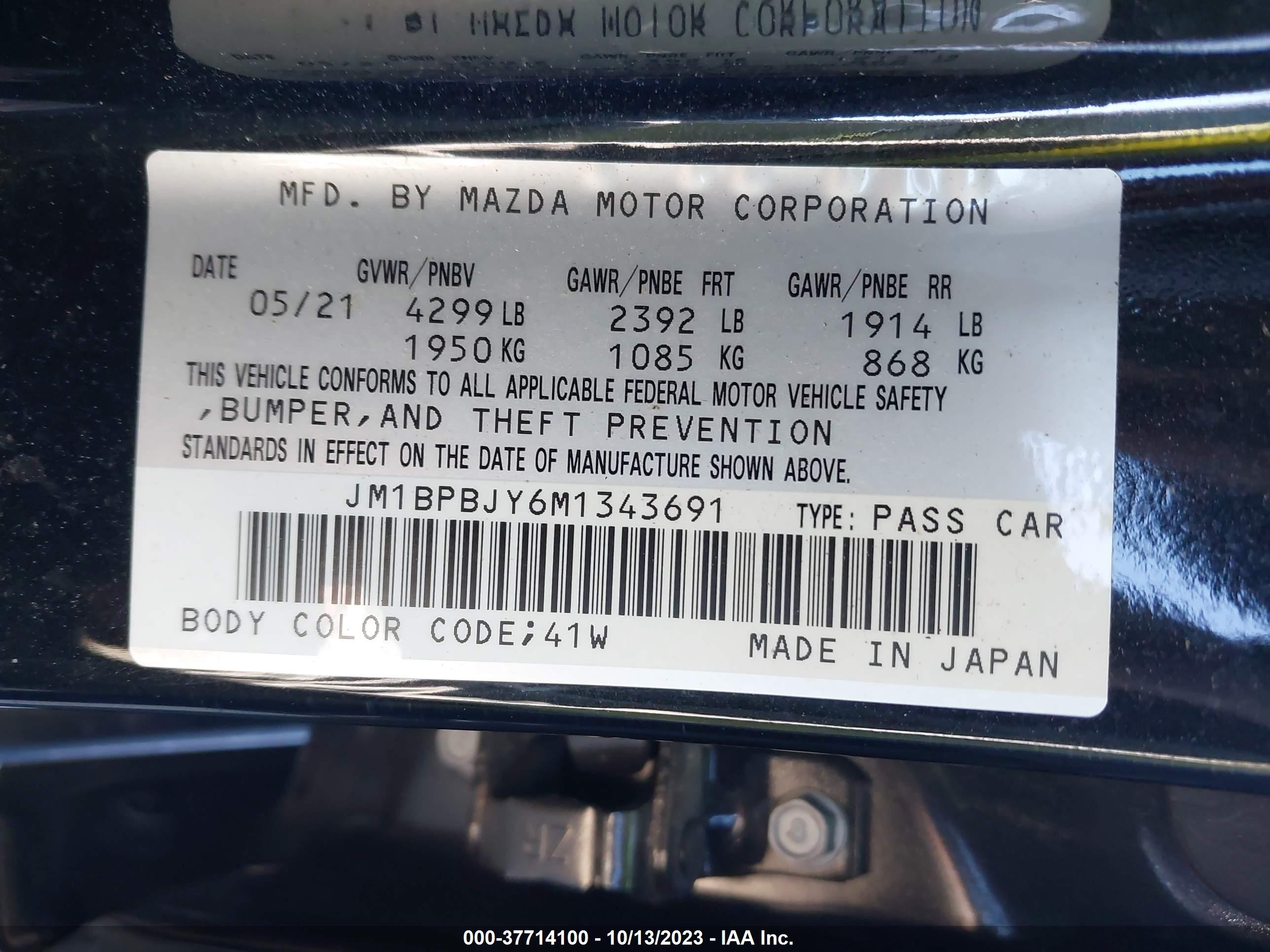 Photo 8 VIN: JM1BPBJY6M1343691 - MAZDA 3 