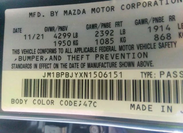 Photo 8 VIN: JM1BPBJYXN1506151 - MAZDA 3 