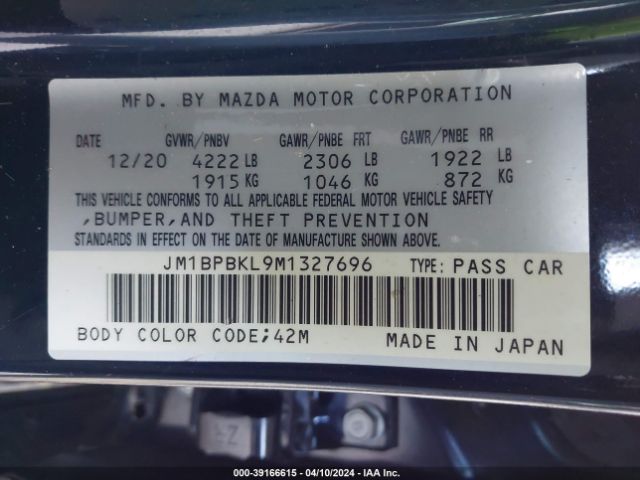 Photo 8 VIN: JM1BPBKL9M1327696 - MAZDA 3 