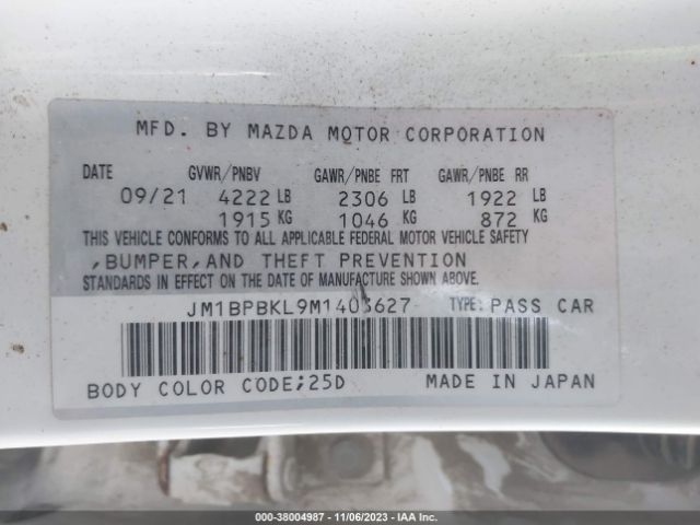 Photo 8 VIN: JM1BPBKL9M1403627 - MAZDA MAZDA3 HATCHBACK 