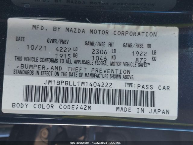 Photo 8 VIN: JM1BPBLL1M1404222 - MAZDA MAZDA3 