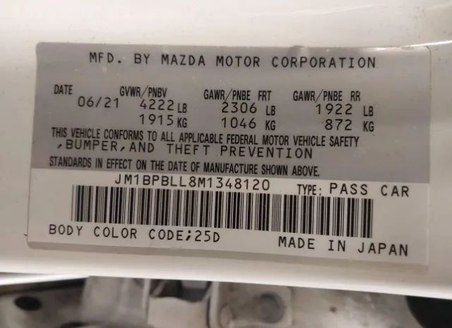 Photo 8 VIN: JM1BPBLL8M1348120 - MAZDA MAZDA3 HATCHBACK 