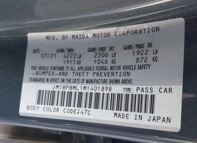 Photo 8 VIN: JM1BPBML1M1401898 - MAZDA MAZDA3 HATCHBACK 