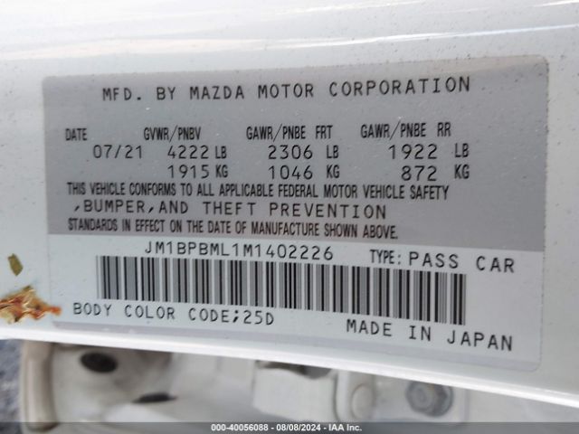 Photo 8 VIN: JM1BPBML1M1402226 - MAZDA MAZDA3 