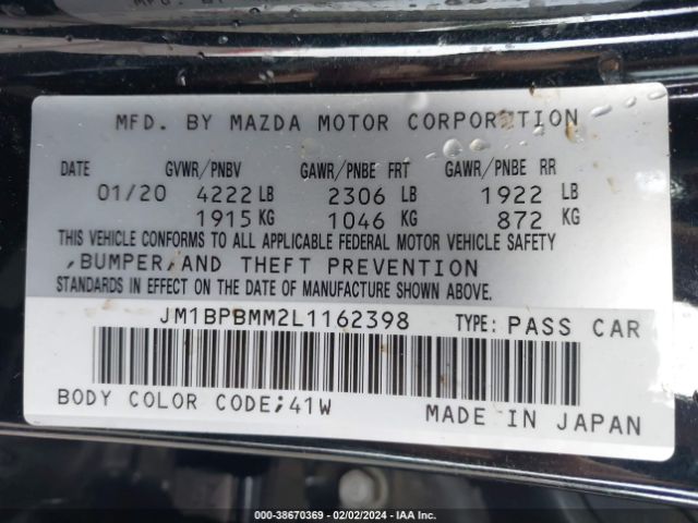 Photo 8 VIN: JM1BPBMM2L1162398 - MAZDA MAZDA3 