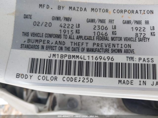 Photo 8 VIN: JM1BPBMM4L1169496 - MAZDA MAZDA3 