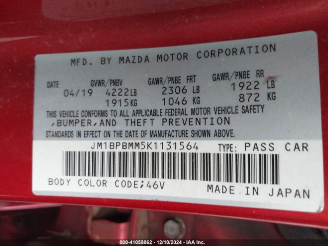 Photo 8 VIN: JM1BPBMM5K1131564 - MAZDA MAZDA3 