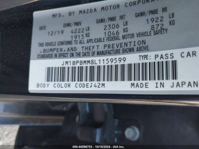 Photo 8 VIN: JM1BPBMM8L1159599 - MAZDA MAZDA3 