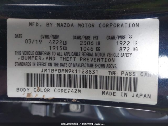 Photo 8 VIN: JM1BPBMM9K1128831 - MAZDA MAZDA3 