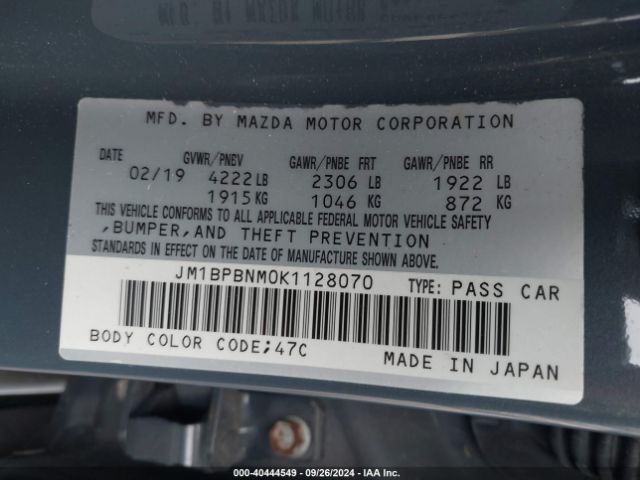 Photo 8 VIN: JM1BPBNM0K1128070 - MAZDA MAZDA3 