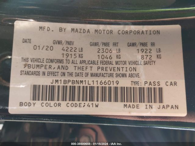 Photo 8 VIN: JM1BPBNM1L1166019 - MAZDA MAZDA3 