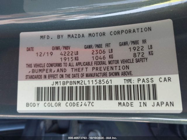 Photo 8 VIN: JM1BPBNM2L1158561 - MAZDA MAZDA3 