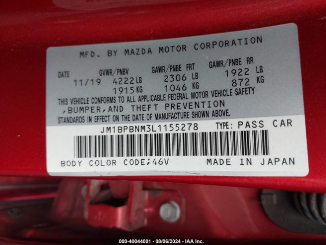 Photo 8 VIN: JM1BPBNM3L1155278 - MAZDA MAZDA3 