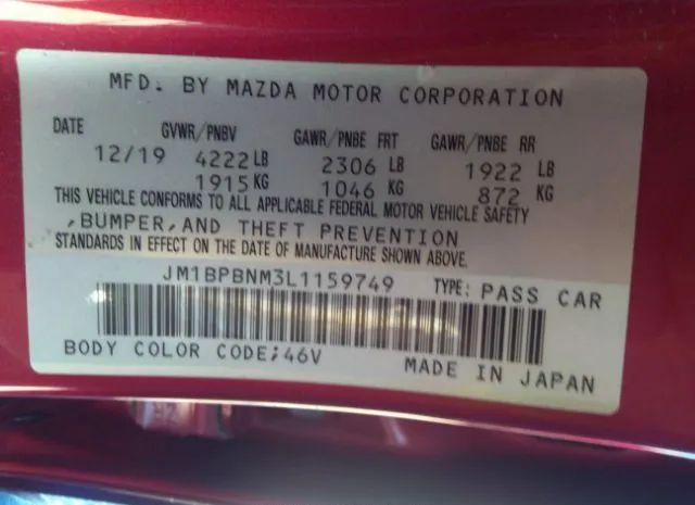 Photo 8 VIN: JM1BPBNM3L1159749 - MAZDA MAZDA3 HATCHBACK 