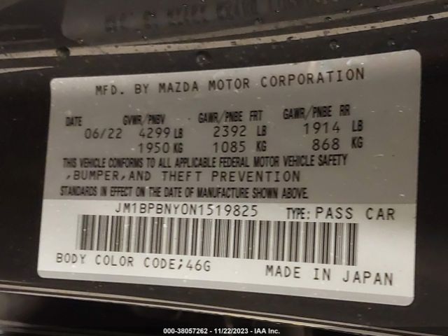 Photo 8 VIN: JM1BPBNY0N1519825 - MAZDA MAZDA3 HATCHBACK 