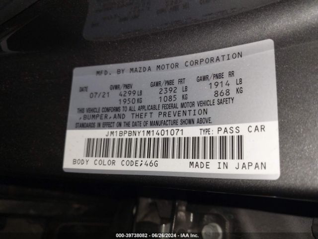 Photo 8 VIN: JM1BPBNY1M1401071 - MAZDA MAZDA3 