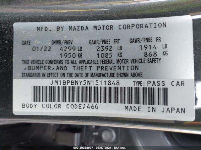 Photo 8 VIN: JM1BPBNY5N1511848 - MAZDA MAZDA3 