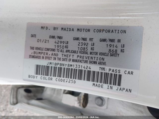 Photo 8 VIN: JM1BPBNY8M1331424 - MAZDA MAZDA3 