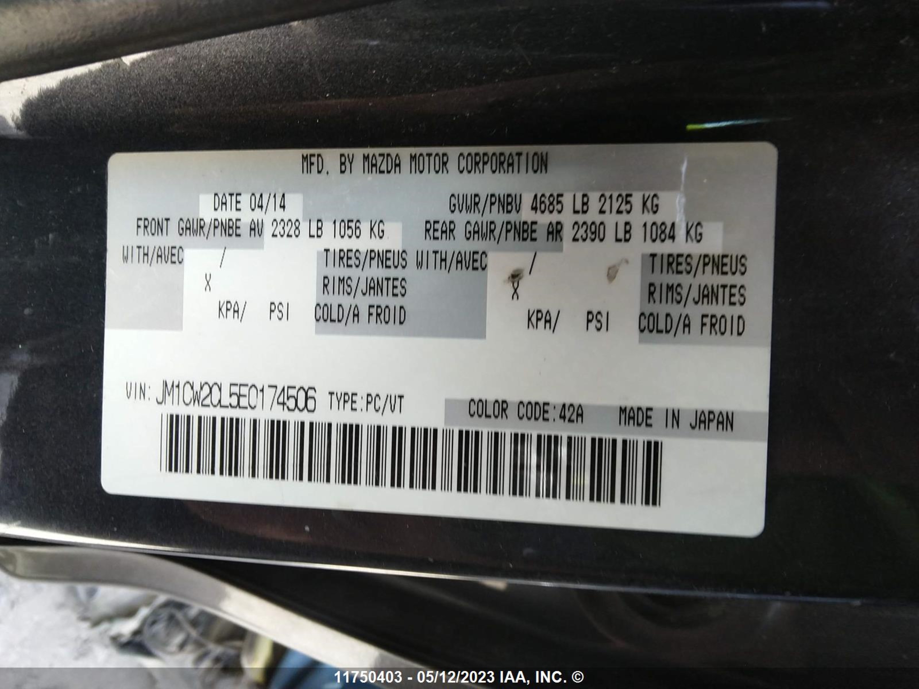 Photo 8 VIN: JM1CW2CL5E0174506 - MAZDA 5 