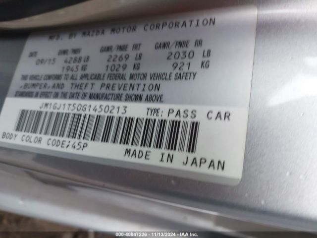 Photo 8 VIN: JM1GJ1T50G1450213 - MAZDA MAZDA6 