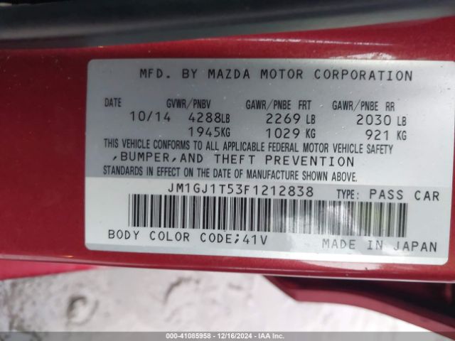 Photo 8 VIN: JM1GJ1T53F1212838 - MAZDA MAZDA6 