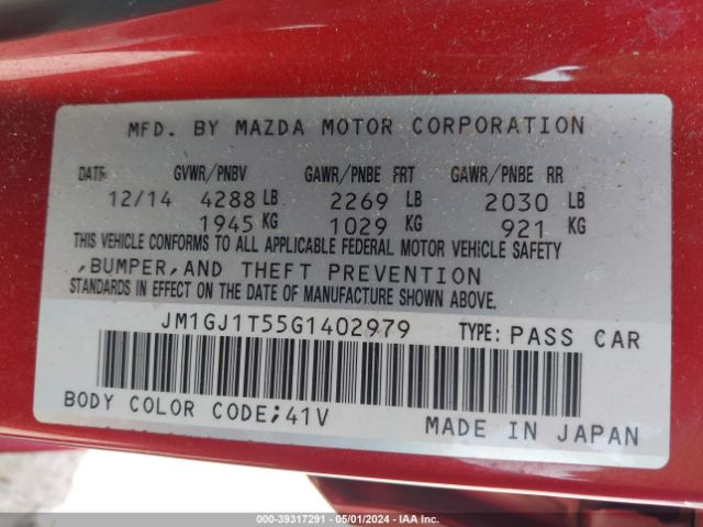 Photo 8 VIN: JM1GJ1T55G1402979 - MAZDA 6 