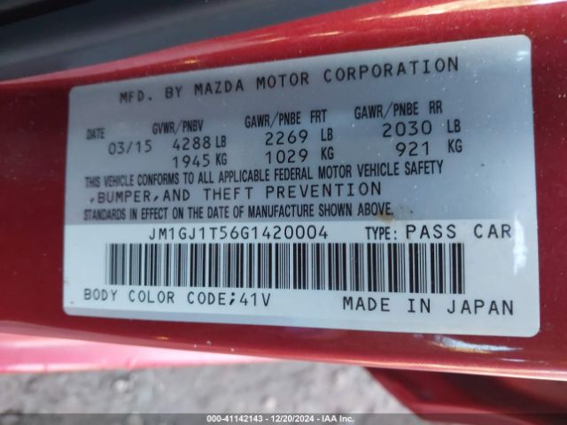 Photo 8 VIN: JM1GJ1T56G1420004 - MAZDA MAZDA6 