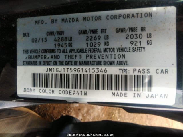 Photo 8 VIN: JM1GJ1T59G1415346 - MAZDA MAZDA6 