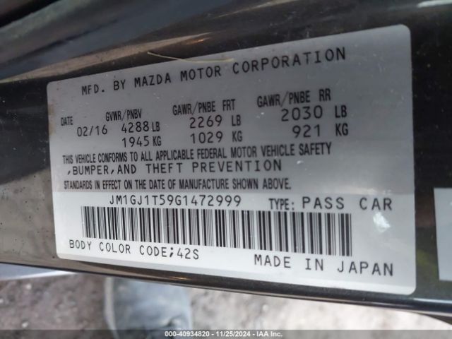 Photo 8 VIN: JM1GJ1T59G1472999 - MAZDA MAZDA6 