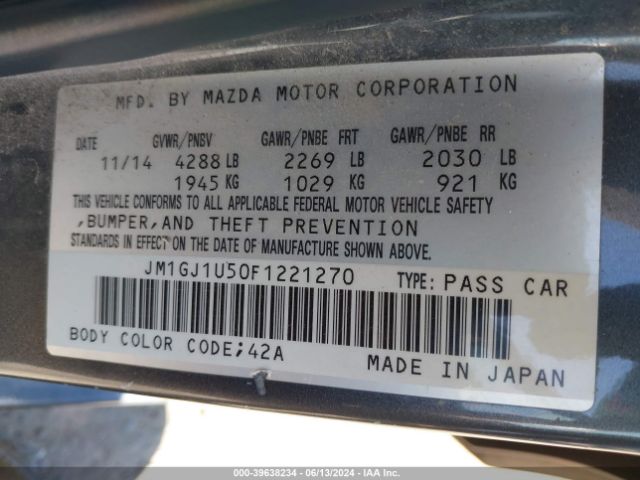 Photo 8 VIN: JM1GJ1U50F1221270 - MAZDA MAZDA6 