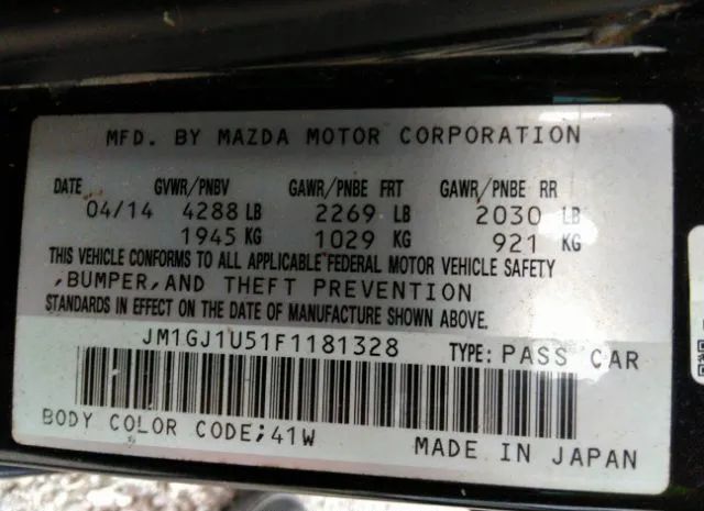 Photo 8 VIN: JM1GJ1U51F1181328 - MAZDA MAZDA6 