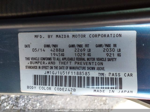 Photo 8 VIN: JM1GJ1U51F1188585 - MAZDA MAZDA6 