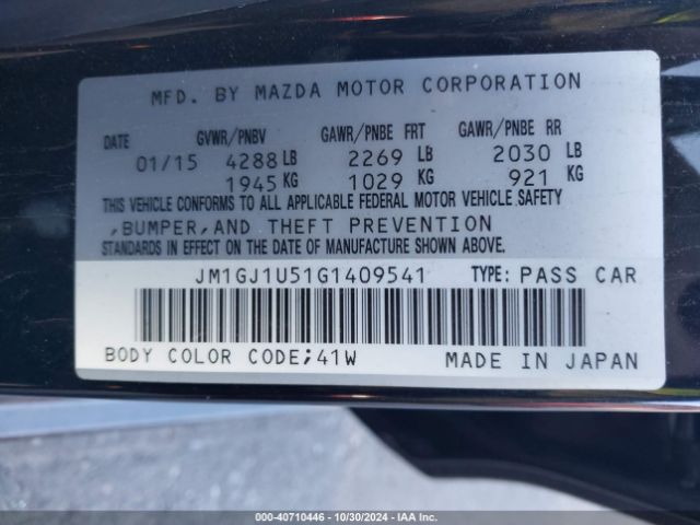 Photo 8 VIN: JM1GJ1U51G1409541 - MAZDA MAZDA6 