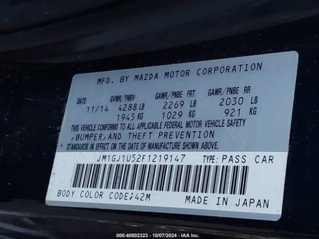 Photo 8 VIN: JM1GJ1U52F1219147 - MAZDA MAZDA6 