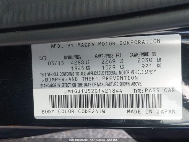 Photo 8 VIN: JM1GJ1U52G1421844 - MAZDA MAZDA6 