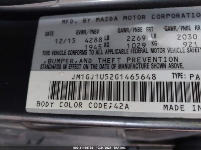 Photo 8 VIN: JM1GJ1U52G1465648 - MAZDA MAZDA6 