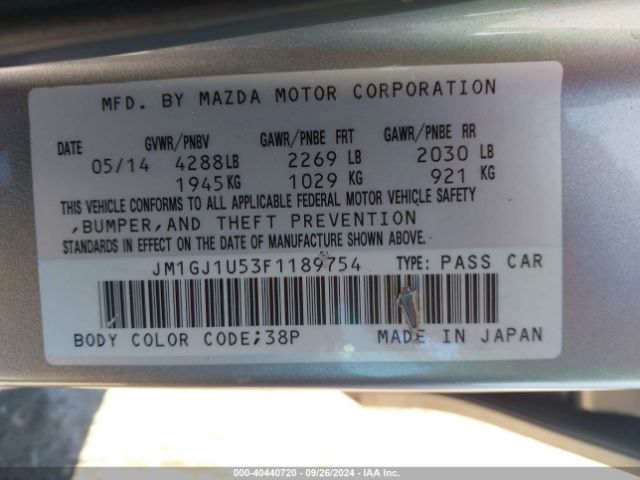 Photo 8 VIN: JM1GJ1U53F1189754 - MAZDA MAZDA6 